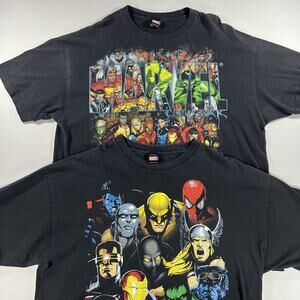 *LOT OF 2* Vintage Y2K Marvel Comics Mad Engine T-Shirts Mens 2XL Super Hero